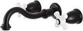Vintage Two-Handle Wall Mount Bathroom Faucet With Oil Rubbed Bronze Finish, Drip-Free Ceramic Disc Cartridge, 8 Inch Center
