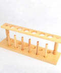 Six Hole Wooden Test Tube Rack With Six Drying Pins for Home Lab, School, Classroom Use, durable wood holder displayed
