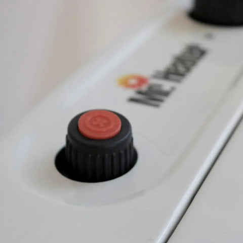 Close-up of ignition button on 20,000 BTU Vent Free Blue Flame Propane Heater For Indoor Use No Electricity Needed Heats Up To 700 Sq Ft