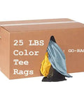 25 lb box of low lint reclaimed cotton polo shop towels rags, assorted colors, for garage and workshop cleaning