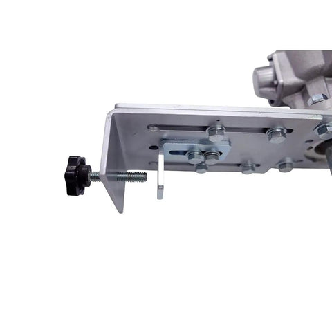 Close-up of bracket mount for Half Horsepower 55 Gallon Pneumatic Paint Drum Mixer With Adjustable Bracket Mount For Drum Tank Or Barrel Coating Stirring.