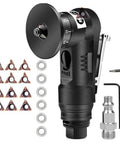 Front view of Lyshujli pneumatic chamfering tool with 1/4 in air inlet and 12 carbide triangle cutters, wrenches.