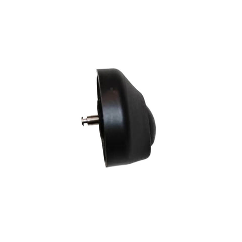 Side view black plastic front wheel for ECOVACS DEEBOT X5 PRO Omni vacuum cleaner.
