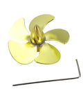 Five Blade Copper RC Boat Propeller 33mm M4 Impeller with Allen Key, Left Hand Rotation for Scale Marine Boats