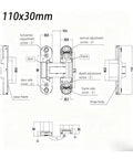 Smooth Operator 180 Degree Concealed Door Hinge Single Pack Heavy Duty Silent Design With Slick Silver Finish And No Hassle Multi Direction Adjustments Top Shelf Hidden Hardware Easy Diy Install Guaranteed technical illustration with measurements.