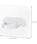 Heavy Duty Adhesive Wall Hooks 30 Pack Straight Up No Drill Setup For Bathroom Kitchen Storage Waterproof Plastic showing 2.2-inch clear hook.