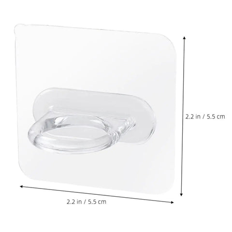 Heavy Duty Adhesive Wall Hooks 30 Pack Straight Up No Drill Setup For Bathroom Kitchen Storage Waterproof Plastic showing 2.2-inch clear hook.