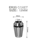 Premium High Carbon Steel Router Bit Extension Rod With Er Collet 8mm 1/4 Inch 1/2 Shank For Woodworking Milling And Engraving Tools, ER20 collet, 12mm size.