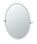 Bleu Large Oval Mirror In Chrome Finish, 32 Inch, Modern Minimalist Bathroom Accent, Sleek Durable Glass With Crisp Edges