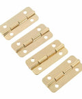 Top Shelf 10 Pack Gold Decorative Cabinet Hinges 37 X 17 Mm Slick Vintage Hardware For Jewelry Boxes, showing four brass plated steel hinges.