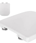Top Shelf White Oval Toilet Seat With No Drama Soft Close Hinges Quick Top Fix Setup Crafted From Heavy Duty Polypropylene close-up view showing hinges.