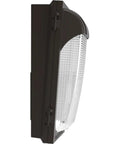 Side view of Slim Outdoor LED Wall Pack Light with Dusk To Dawn Sensor 7.5 Inch 4000K Cool White MVOLT 120-277V IP65 Bronze Glass Lens