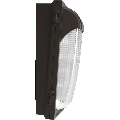 Side view of Slim Outdoor LED Wall Pack Light with Dusk To Dawn Sensor 7.5 Inch 4000K Cool White MVOLT 120-277V IP65 Bronze Glass Lens