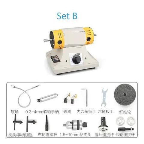 Badass 850W Workshop Lathe And Slick Jade Polisher Ridiculously Fast 11000 RPM Die Grinder With Milling Cutter Kit Set B components.