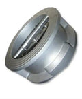 Super Rugged Six Inch 316 Stainless Steel Dual Plate Wafer Check Valve Built Different With A Buna Resilient Seat And Smooth PTFE Bearings for industrial air piping.