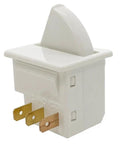 Two Pack 3 Pin Refrigerator Door Light Switches, Momentary Fridge Switches With Brass Contacts, 125V/250V AC, 2.5A At 250V Or 6A At 125V, Includes NC And NO Contacts, Easy Replacement For Fridges. White 3-pin fridge door light switch with brass contacts