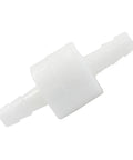 1/4-inch inline check valve, white PVDF plastic, one-way valve.