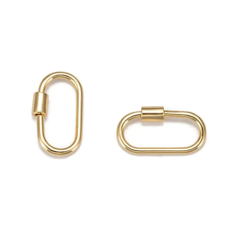 Golden Screw Carabiner Lock Charms Set For Jewelry Making Brass Oval Quick Clasp Connectors 10 Pcs Durable Jewelry Findings Elegant