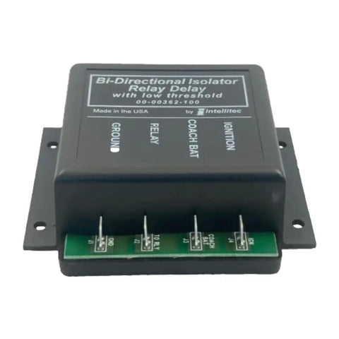 RV Battery Isolator Relay Delay with 2 terminals and copper contacts, 13.1V 10A bi-directional auto start for coach power