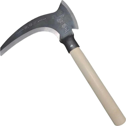Long Handle Scythe Tool For Yard Work, heavy duty sickle garden tool with manganese steel blade and wooden handle