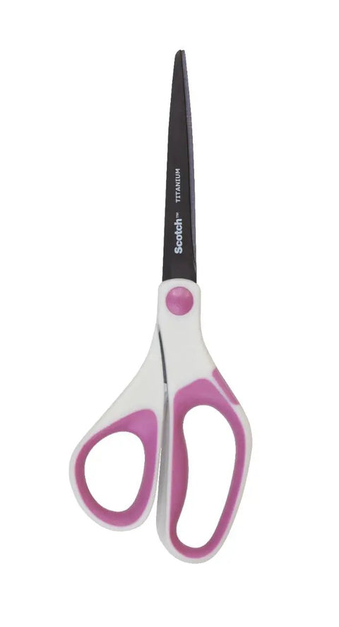 Ultra Edge Titanium Fused Scissors 8 Inch 3 Pack Pro Grade Sharp Blades With Comfort Grip All Purpose Cutter, pink handle