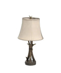 Set Of 2 Rustic Table Lamps For Living Room Farmhouse Antler Resin Nightstand Lamps With USB Charging Ports Three Way Dimmable Cozy Shaded Bedside Lighting LED Bulbs Included, single lamp view.