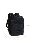 Urban Style Dope 17 Inch DSLR Laptop Backpack With Dedicated Camera Gear Compartments, black with dimensions displayed.