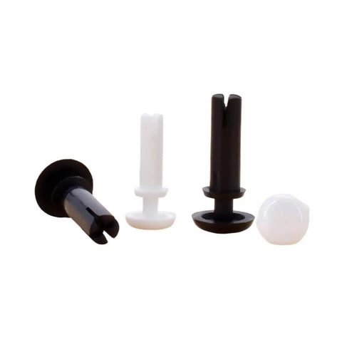 R Type Nylon Push In Wall Anchors For Drywall Plastic Expansion Rivets Locks Secure On Thin Panels No Sweat Install in black and white.