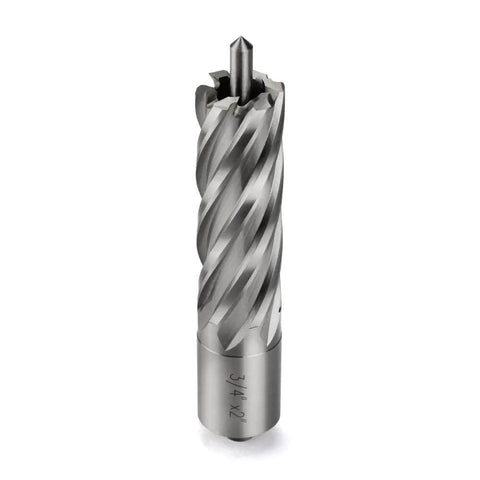 Annular cutter, 3/4 in diameter with Weldon shank, HSS steel, front view