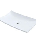 White Porcelain Vessel Sink With Vitreous China Finish, Contemporary Low Profile Bathroom Basin For Vanity, Sleek Flared Design