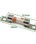 Heavy Duty High Voltage Fuse 40A DC450V shown with dimensions, designed to protect EV auxiliary circuits and converters.