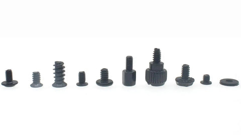400 Piece Computer Screws Kit For DIY PC Build With Universal Motherboard Standoffs And Screwdriver Black Steel Fasteners displayed