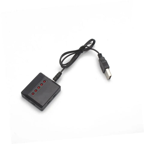 5 In 1 3.7V RC Drone Battery Charger For Quadcopter, Charges 5 Lipos At Once, LED Indicator Display, Durable Black Plastic Housing