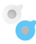 2pcs Silicone Bathtub Drain Stopper Flat Cover Seal and Removal Tab in white and blue, featuring a soft silicone design.