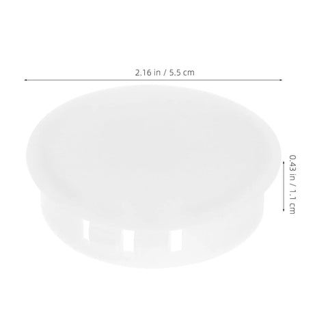 White Plastic Hole Plugs 2 Inch Flush Snap In Locking Caps With Smooth Matte Finish Round Screw Hole Covers