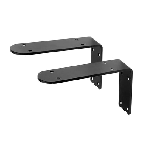 Black L Shaped Shelf Brackets Built Like A Tank Heavy Duty Metal Wall Mounts 2 Pack, 11.8 Inch rust proof iron supports.