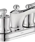 84340 Centerset Bathroom Faucet With Pop Up Drain Assembly in Chrome and Ultra Durable Brass Construction, front view