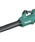 Renewed Brushless Cordless Leaf Blower in teal with black nozzle, 459 cfm, for easy yard work and debris cleanup.