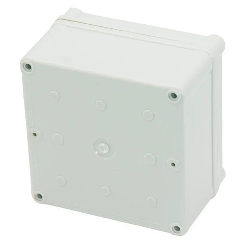 IP67 Waterproof Junction Box ABS Plastic Outdoor DIY Electrical Enclosure Weatherproof Dustproof Project Box 125mm Square 75mm Deep Rugged Housing For Electronics And Small Projects, white ABS enclosure