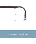 Heavy Duty Curtain Rod Set Pack Of 2 For 18 To 28 Inch Windows With Lock Seam Design corner view showing 2 inch clearance