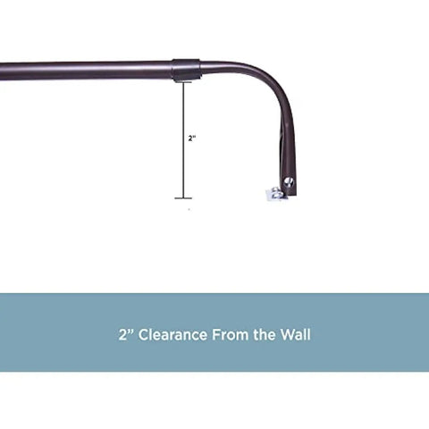 Heavy Duty Curtain Rod Set Pack Of 2 For 18 To 28 Inch Windows With Lock Seam Design corner view showing 2 inch clearance