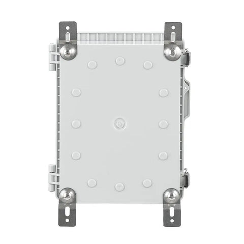 Heavy Duty Waterproof Electrical Enclosure Box Ip67 Rated Abs Plastic Housing With Stainless Steel Fasteners Beefy Outdoor Junction Case For Diy Wiring Projects Keeps Your Setup Bone Dry And Locked Down - Front view with gray finish.
