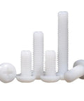 Top Shelf Quality 100 Pack White Nylon Round Head Screws M5x20mm Heavy Duty Rust Proof Plastic Fasteners Slick Finish For Gritty Diy Projects And Weekend Shop Tasks with varying lengths.