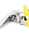 Close-up of Sheet Metal Hand Seamer with 6 inch jaw, comfort grip handle, nickel plated for durable metal fabrication and repair