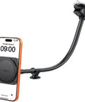 MagSafe Car Phone Mount With 14 Inch Gooseneck Long Arm Extension Industrial Strength Suction Cup Universal Windshield Dashboard Holder One Hand Snap Fit Strong Magnets 2026 Upgraded For MagSafe Easy Safe Driving installed on windshield