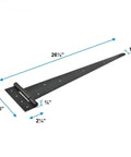 Badass Black T Strap Hinges Heavy Duty Iron For Barn Doors 26 1/4 inch long iron hinge with rugged design and mounting holes.