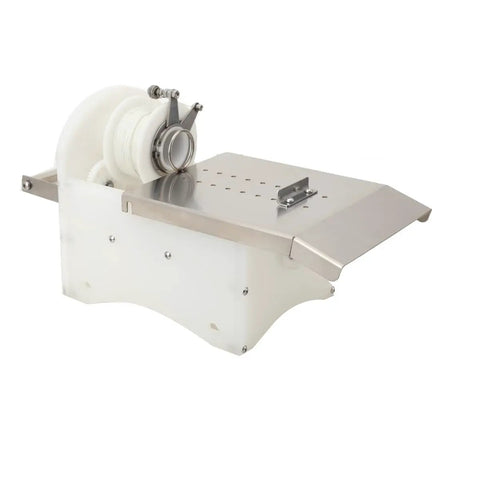 Kickass Stainless Steel Sausage Tying Machine For Home Grill Crews No Sweat Hand Crank Knotter with visible gears and casing holder.
