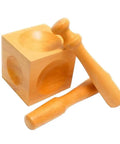 Wooden Square Dapping Block Punch Kit for DIY Doming and Stamping of Soft Metals, includes 1 block and 2 wooden punches for jewelry making.