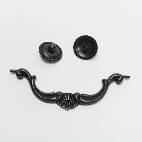 Vintage Drop Bail Cabinet Pulls 5.5 Inch 140mm Dresser Drawer Handles in Antique Bronze and Dark Antique Black Finishes set with screws
