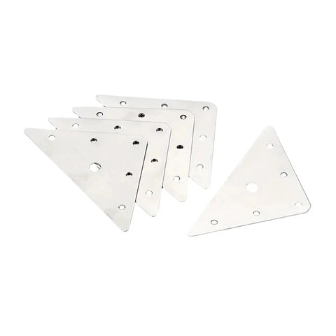 Heavy Duty Stainless Steel Flat Angle Connector Set With Brackets And Screws Included, showing flat metal connectors